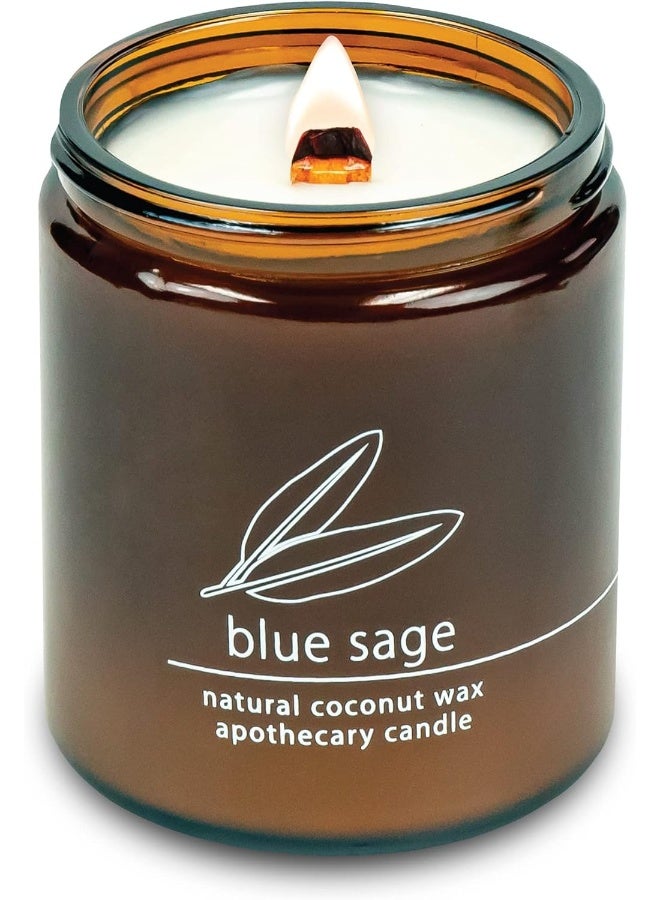 Hemlock Park Crackling Wood Wick Candle Handcrafted with Natural Coconut Wax and Essential Oils (Blue Sage, Standard 8 oz) - Image 1